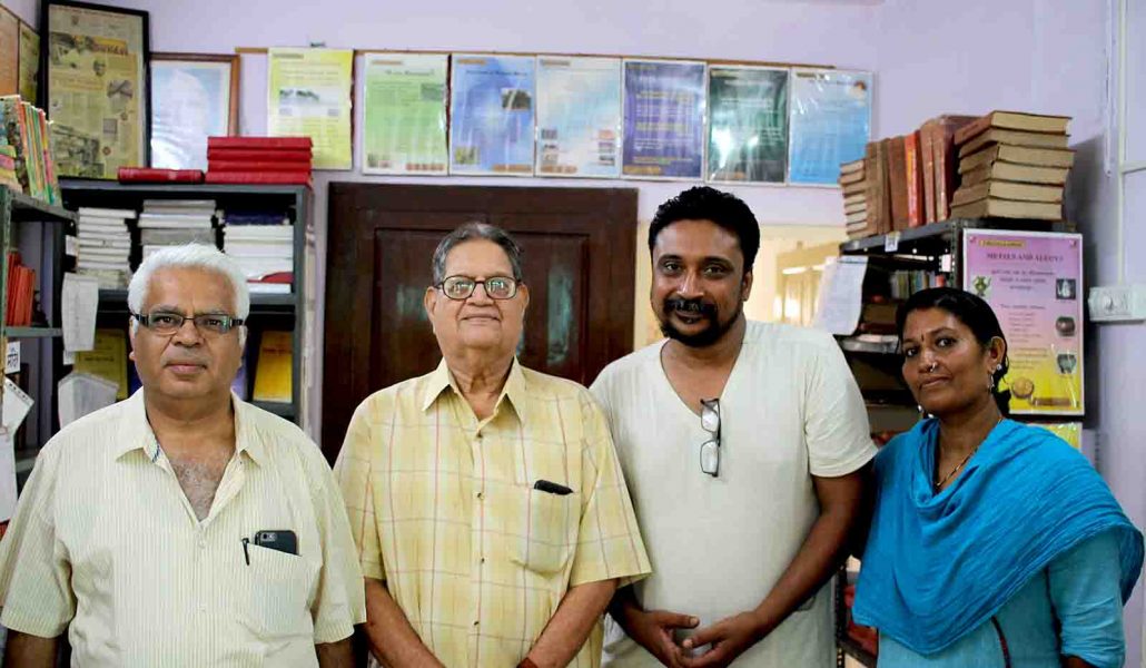 Thannal founders Architect Biju Bhaskar and Sindhu Bhaskar with Dr Ashok Nene in G.G. Joshi memorial Shilpa Sanshodhan trust library