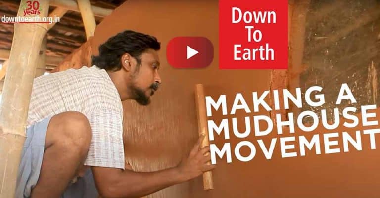 Down To Earth documentary (Centre for Science and Environment) — architect Biju Bhaskar doing Rajasthani Thappi plaster.